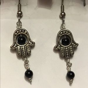 Hamsa drop earrings